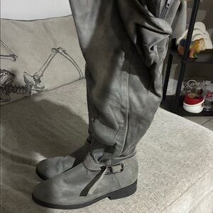 Gray Knee-High Boots